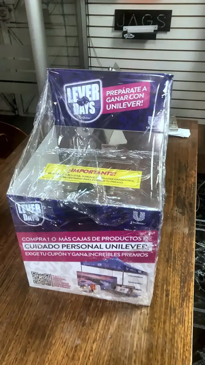 Exhibidor de acrílico para Unilever Lever Days